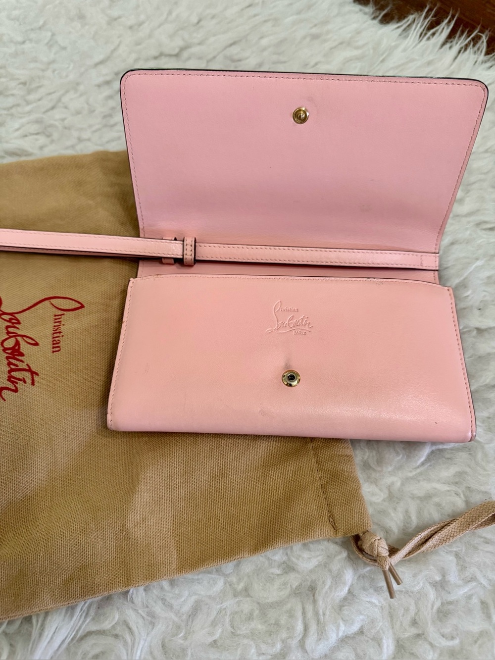 Christian Louboutin Pink Studded Leather Wristlet Wallet - Picture 3 of 10